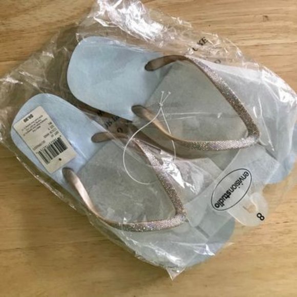 EnvisionStudio Sz.8 Flip Flops - Super Light Pale Blue w/ Rose-Biege Iridescent - Picture 5 of 5